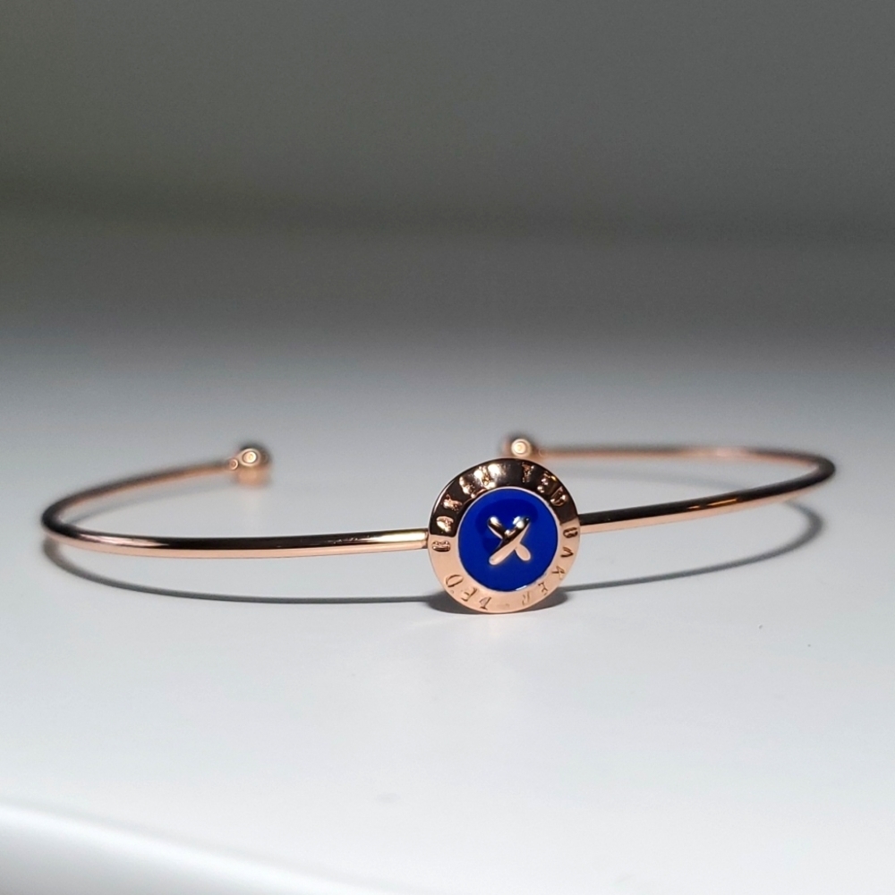 Ted Baker Elvas Rose Gold NAVY BLUE Mini Button Cuff